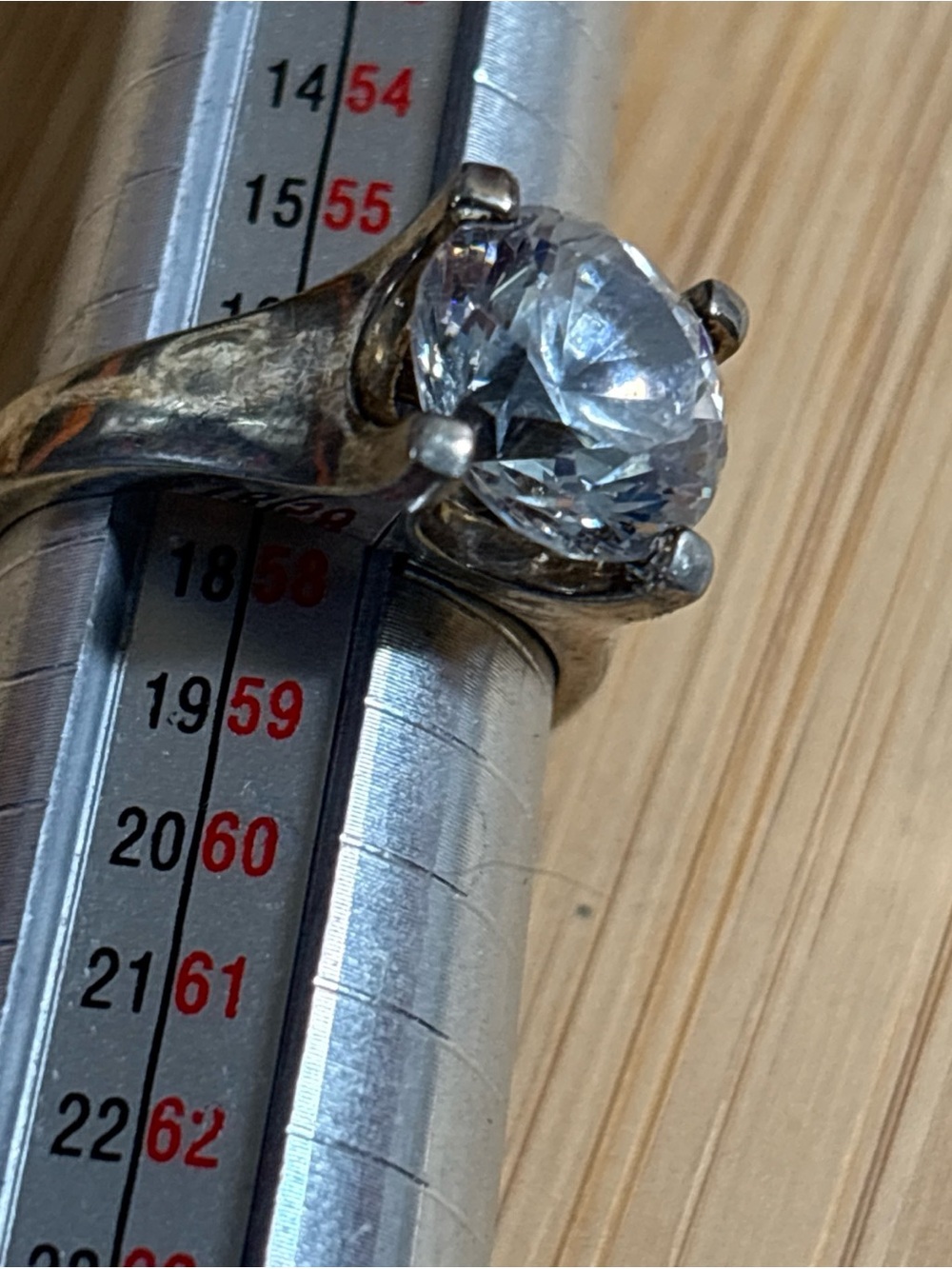 FANCY SIGNED STERLING SILVER with 10mm 3.5CT CUBIC ZIRCONIA RING sz 8/ 7.5g